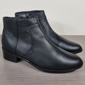 Caslon Side Zip Ankle Booties, Black Leather, Womens Size 7.5 M